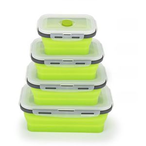 Scatole da pranzo pieghevoli in silicone Bento box portatile pieghevole per contenitori per stoviglie per alimenti, colore casuale
