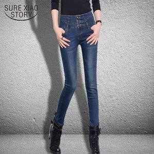 Pencil Spring Autumn Womens Clothing Plus Size Casual High Waist Women Pants Skinny Fashion Jeans Trousers 8246 50 210417