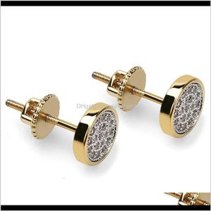 Stud Jewelry Drop Delivery 2021 Hip-Hop Studs In Europe And America, Gold Plated With Tiny Zircon Round Earrings Git4I
