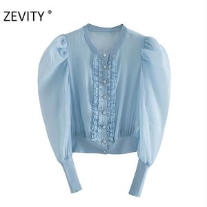 Mulheres moda transparente organza patchwork malha blusa blusa camiseta camisas de manga sopro agaric laço blusas tops ls7170 210420