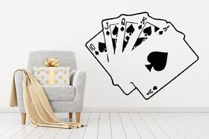 Poker Kartları Duvar Casino Oyunu Vinil Çıkartmalar Ev Dekorasyonu Yatak Odası Pencere Çıkartmaları