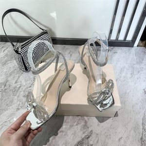 Classic Designer Stiletto Sandals Fashion Ladies Heels Women Shoe Rhinestones with Bow Sexy Party Bridesmaid Shoes Withshoe Box 35-40