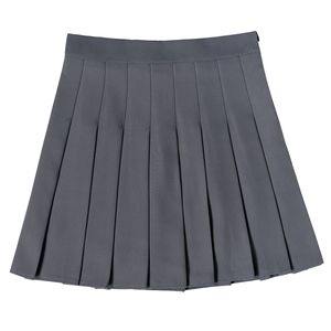 Kvinnor Balck Grå Vit Rosa Empire Zipper Pläterad A-Line Mini Skirt Summer S0303 210514