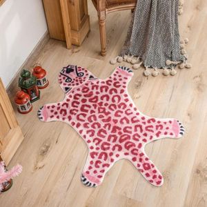 Carpets Pink Leopard Pattern Rug Non Slip Area Washable Animal Print Carpet For Living Room Mats Bedroom Alfombra Para Cocina