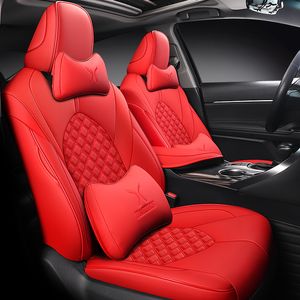 Bilstolskydd med ländryggstöd för Toyota Camry Full täckning Kudde Auto Accessories Airbag Compatible Seat Cushion Full Set -Black Red