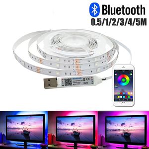 TV LED-remsa 5V USB Bakgrundsbelysning 5050 5M 16.4FT RGB Ljusremsor Bluetooth App Control för rummet skrivbordsskärmdekor