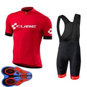 Cube Team Ropa Ciclismo Andas Mens Cykling Kortärmad Jersey Bib Shorts Set Summer Road Racing Kläder Utomhus Cykel Uniform Sport Suit S21052815