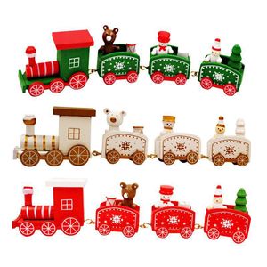 Рождественский поезд 4 узла окрашены рождественские украшения для дома деревянные с сантами детские игрушки орнамент 2022 новогодний подарок
