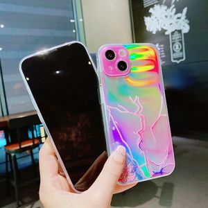 Bling Laser Marble Morb TPU Case per iPhone 15 Plus Pro Max Samsung S24 Ultra Plus A15 A05S A55 A35 A25 Rainbow Natural Granite Rock Stone Girl Cover