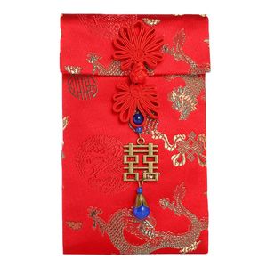 Presentförpackning traditionell vårfestival bröllop födelsedag lycklig kinesisk år brokadväska röda kuvert förtjockade pengar focknift