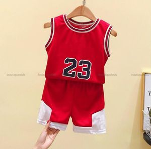 Sommar Baby Boy Girl Tjej Kläder Satser Basket Suit Vest + Shorts Byxor Barn TrackSuits 2st Designers Kläder Barn