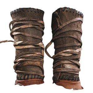 Dirsek Diz Pedleri Lace Up Kol Bracers 2 ADET Steampunk Muhafızları Cosplay Suni Deri Zırh Bracer Kadın Erkek