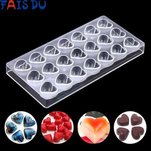 21 herzförmige klare Diamant-Schokoladenform DIY Backen Acryl Schokoladenhersteller Mousse Candy Mold Backen Gebäck Werkzeug 210721