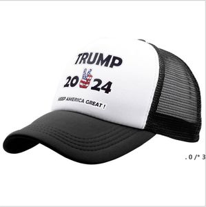 Prezydent Trump 2024 Mesh Ball Hat Regulowane letnie Snapbacks Caps Baseball Keep America Great Letter Maga Patchwork szczyt Visor ZZF13971