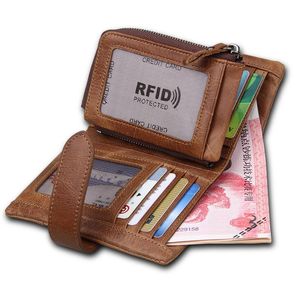 Wallets Genuine Crazy Horse Leather Wallet Men RFID Protection Removable Coin Purse Male Patchwork Designer Carteira