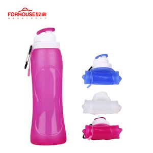 Bottiglia d'acqua pieghevole in silicone da 500 ml Bollitore BPA Free Sport Viaggi all'aria aperta Corsa Escursionismo Bottiglia per bere pieghevole creativa