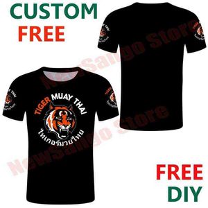 Tiger Muay Thai MMA Muay Thai boxing t shirt Black white color Fashion Ethnic Style Casual Sports Harajuku Loose T shirt Top X0602