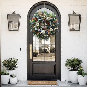 Decorative Flowers & Wreaths Christmas Wreath Artificial White Pumpkins Ranunculus Front Door Hanging Ornament Wall Decorations For Thanksgi