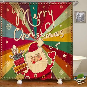Jultryckt badrum duschgardin snögubbe Santa Claus älg vattentät polyestertyg badgardiner hemdekoration244x