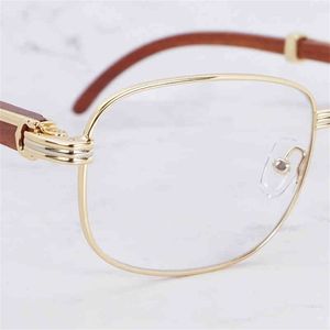 Wyczyść Okulary Ramki Trendy Okulary Drewniane Metalowe Przezroczyste Okulary Ramki Vintagsun Odcienie Wypełnij receptę francuski