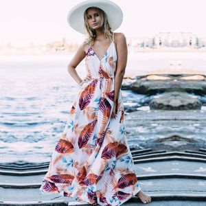 Strand Cover Up Tunikor för löv Skriv ut Long Kaftan Bikini Robe de Plage Sarong Wrap Baddräkt # Q568 210420