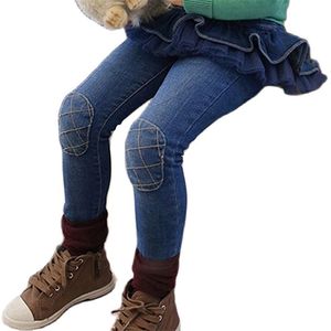 2-10T Vestiti per ragazze Pantaloni per ragazza Autunno Inverno Tutu Gonna Jeans Leggings Bambini Pantaloni in denim Pile Abiti caldi Abbigliamento per bambini 211102