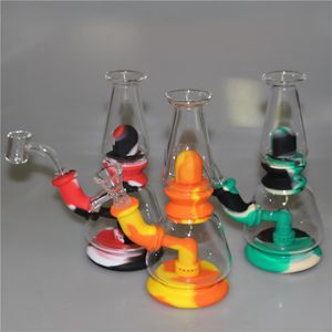 Tubos de vidro Bubbler Shisha Hookah fumando bongos de tabaco Dabs Rig Rig Silicone Pipe Cera recipiente