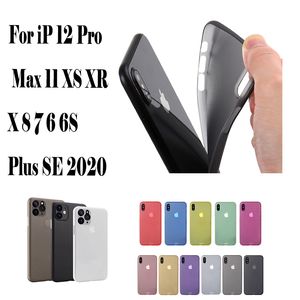 0,3mm Ultra Slim Candy Cell Phone Fodral Matte Frostat Transparent Clear Flexibel Soft PP Cover Case för iPhone 12 Pro Max Mini 11 XS XR X 8 7 6 6s plus