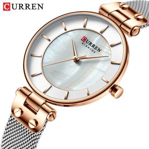 CURREN Watch Women Luxury Brand Ladies Dress Quartz Wristwatch Leather Waterproof Female Watches Girl Clock Relogio Feminino 210616