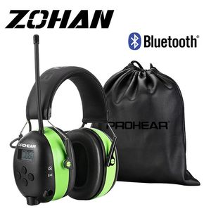 Bluetooth Earleffs FM/AM Radio Audição Headset NRR25DB RUDO RUDO MUFFOS DE EAR REAR 2000MAH Acessoria tática de bateria recarregável 2000mAh