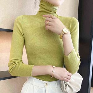 Kvinnor 100% cashmere ull pullover 2021 ny ankomst turtleneck elasticitet tröja kvinnlig varm mjuk grundläggande jumper solid slim femme y1110