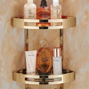 Wall Mounted Gold Stainless Steel Bathroom Soap Dish Bath Shower Shelf Bath Shampoo Holder Basket Holder Corner shelf 210724