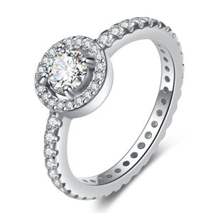 925 Sterling Silver CZ Diamond Pierścionek z Pudełko Zestaw Fit Pandora Pierścionki Ślubne Biżuteria dla kobiet