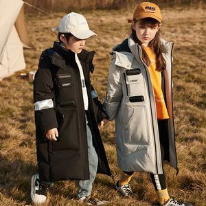 소년 파카 겨울 따뜻한 재킷 큰 어린이 오리 아래로 코트 여분의 긴 십 대 소녀 outwear 키즈 스노우트 TZ673 H0909