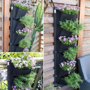 Planters & Pots Wall Hanging Planting Bags Pockets Grow Bag Planter Vertical Garden Vegetable Living Bonsai Flower Plant Pot Home Supply Dec