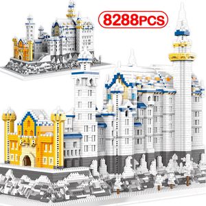 8288pcs City Creator Architecture Snowing Swan Castle House Bricks Mini Micro Diamond Building Blocks Diy Toys for Children Gift X0503