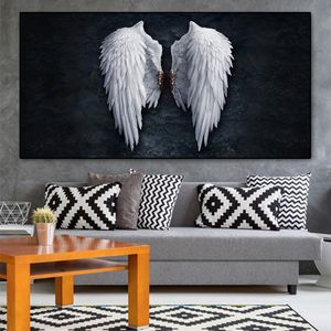 Póster de alas de Ángel en blanco y negro, pósteres e impresiones artísticos en lienzo, pinturas en lienzo en la pared, imágenes artísticas para decoración para sala de estar