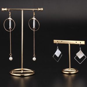 Förvaringslådor Bins Metal Earring Display Stand Ladies Desktop Smycken Rack Gold T Ring Watch Necklace