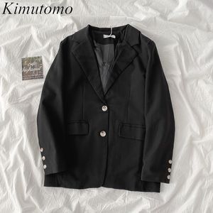 Kimutomo Solid Casual Blazer Women Spring Korea Chic Office Lady Fashion Notched Collar Single Breasted Jacket Elegant 210521