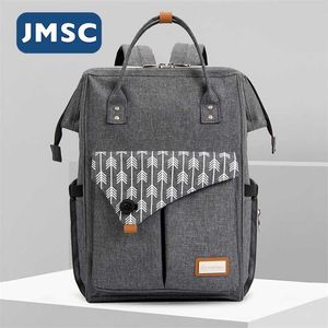JMSC Moda Mummy Maternidade Brazil Backpack Bags Grande Capacidade Viagem Enfermagem Fralda Multifuncional Impermeável ao ar livre 211025