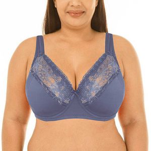 Bra Plus Size Women Lace Big Bralette Full Cup Underwired Support Bra Top Lingerie 40 42 44 48 50 D E F FF G Cup 210623