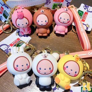 Fashion-Monkey Keychain Cartoon Pvc Soft Plast Doll Keyring Machine Små presentväska Hängsmycke