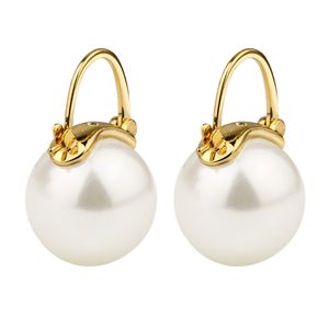Vita pärlörhängen dinglar ljuskronorringar för kvinnliga smycken