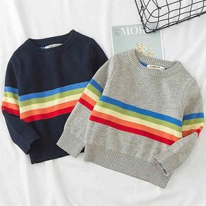 Boys Rainbow Children Knitwear Autumn Winter Fashion Baby Girl Clothes Outerwear Kids Pullover Tops Girls Sweater 1-5 Year 210521