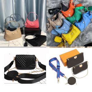 Wholesale champagne color bow tie for sale - Group buy 2021 Women Genuine leather Three piece suit Fashion shoulder bag crossbody bags handbags Multi Pochette shoulderbags in one sets