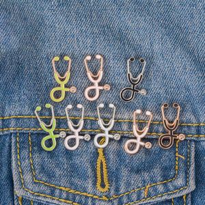 Enfermeira Doctor Estetoscópio Esmalte Brooch Pins Creative Lapel Broches Emblema Para As Mulheres Homens Moda Jóias Presente