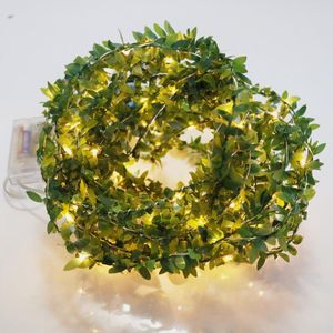 ストリングDC5V 2M 3M 5M 10M LED LED STRING LIGHT GREEN LEAF GARLAND VINE FAIRY LIGHT柔軟な銅バッテリーパワーパーティー装飾