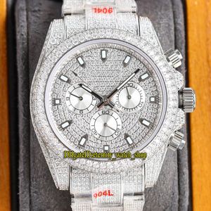 Eternity Klockor RRF Anpassad version 116509 116576 116589 SA7750 Kronografi Automatisk Diamond Dial Iced Out Mens Watch Diamonds Armband 904L Steel Case 116599