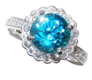 Blue topaz ring pave white cubic zircon sterling 925 and zircon 3a ring