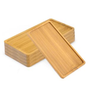 6pcs blomkruka trä bambu bricka stativ inomhus tallrik plantor planthållare trädgårdsfack lagring skrivbord bonsai dekoration 210615